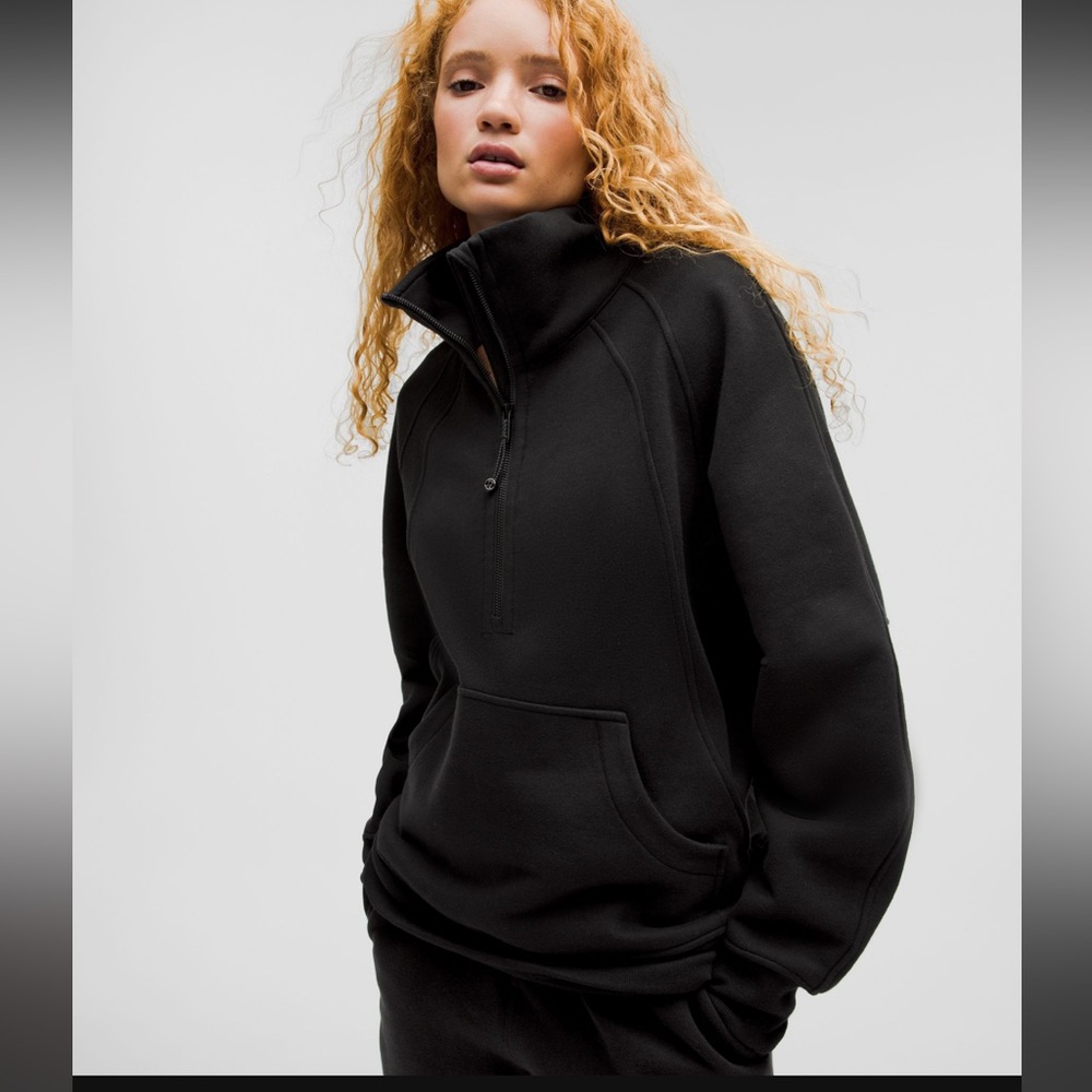 Women's Black Lululemon Oversized Funnel-Neck Quarter-Zip Sweatshirt - Medium?